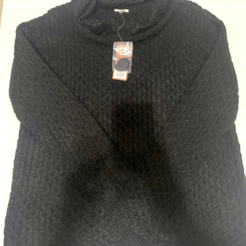 Black Cowl Neck Sweater with Silver Flecks